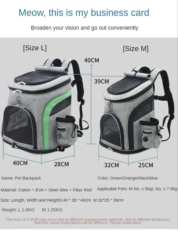 New Upgraded Pet Carrier Backpack Plus Size Luxury Breathable Pet Bag Cat Go Out Portable Cat Bag Dog Backpack