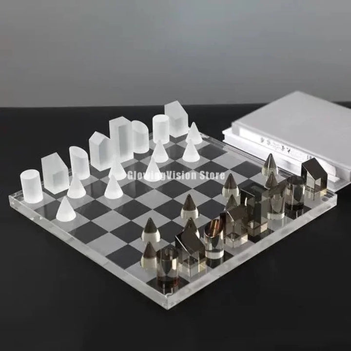 Modern Art Display Premium Large K9 Crystal Chess Luxury Gathering Games Chess Board Family Table Games Home Decor Ornament