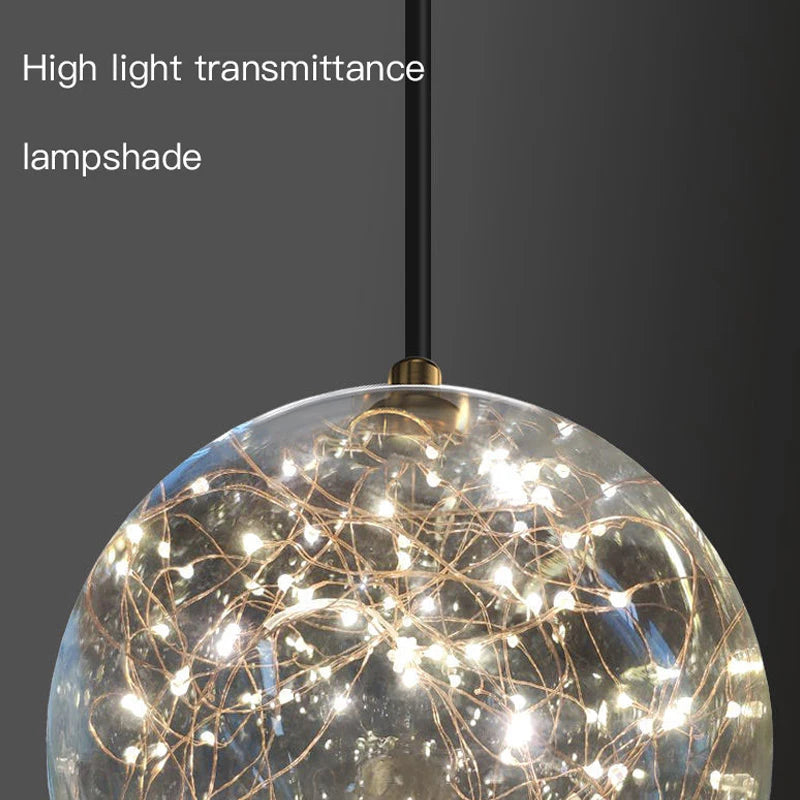 LED Chandelier For Living Room Bedroom Dining Room Kitchen Ceiling Pendant Lamp Star Glass Ball Modern Nordic Style Design Light