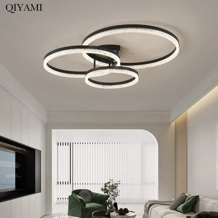 Modern Rings Design Acrylic Ceiling Lights For Parlour Bedroom Kitchen Study Room Indoor Deco Lamps Dimmable Lighting AC90-260V