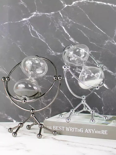 Nordic Home Decoration creative rotating metal glass hourglass Ornaments luxury high-end office living room bookcase decoration