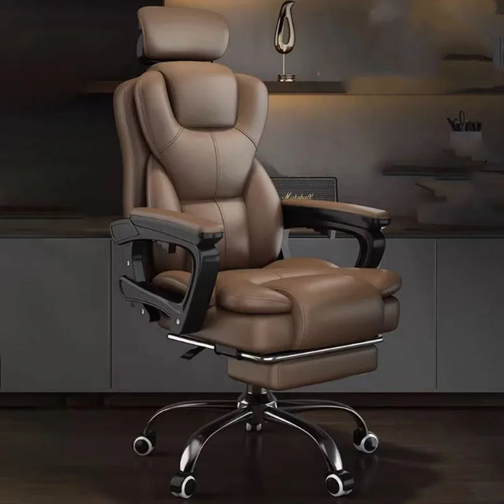 Luxury Computer Office Chair Leather Wheels Glides Ergonomic Swivel Office Chairs Study Armchair Sillas De Gamer Home Furniture