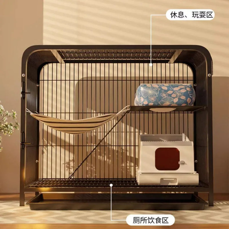 Cat Cage Home Indoor Double-decker Cat Cage The Family Villa Indoor with Toilet Pet Large Space Cat Bed Pet's House