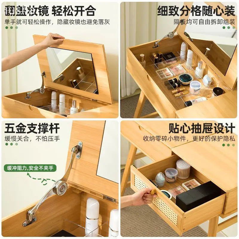 Dressing table dressing table bedroom modern storage cabinet desk make-up mirror integrated small house master bedroom bedside