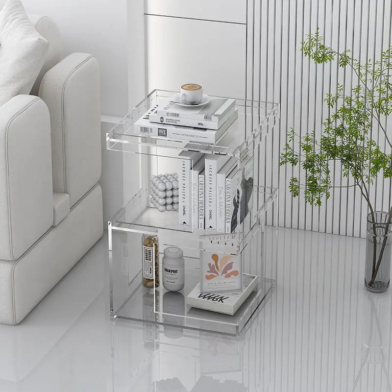 Acrylic Sofa Edge Table Modern Living Room Coffee Table Creative Transparent Bedroom Bedside Table Small Unit Furniture