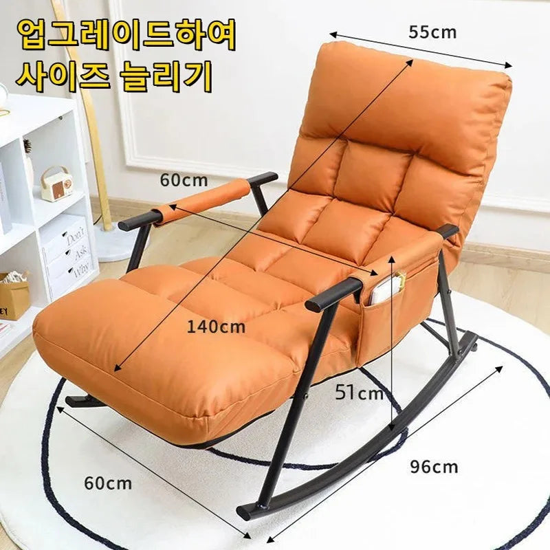 Waterproof and Anti-Fouling Extended Version Rocking Chair for Relaxation and Comfort Single Person Sofa 5 Angle Adjustment