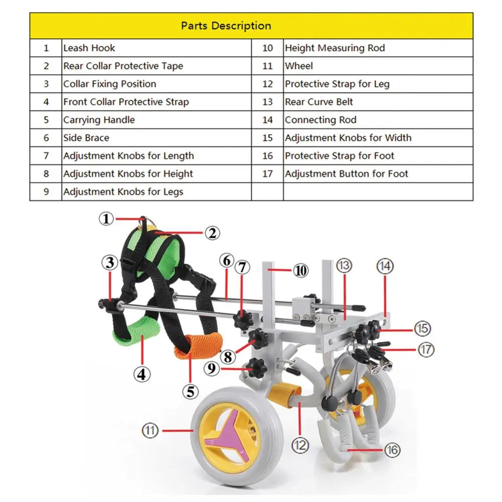 Adjustable Dog Wheelchair, Pet Rehabilitation, Walking Aid Vehicle, Walk Cart, Scooter Weak Disabled