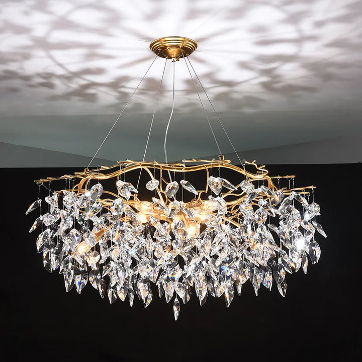 Modern LED Luxury Crystal Chandelier Hanging Lighting Lustre Pendant Light for Living Room Hotel Hall Home Decor Suspension Lamp