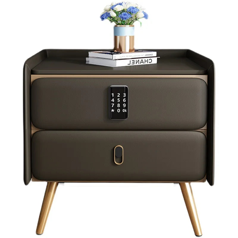 Multi-Function Led Light Bedroom Cabinet Luxury Style Smart Nightstand Charging Bedside Table Dressers Muebles Furniture FY20YH