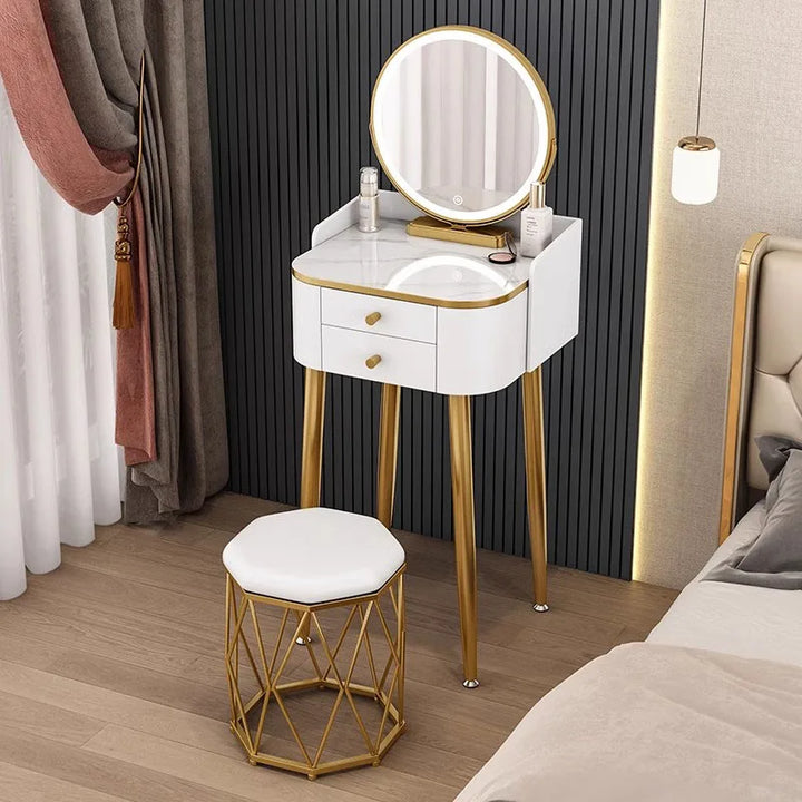 Light Luxury Nordic Makeup Table Girls Small Apartment White High-end Cute Vanity Table American Modern Coiffeuse Home Furniture