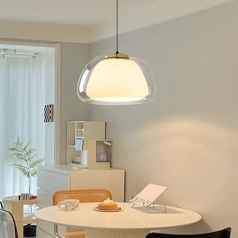 Danish Modern Simple Dining Hall Jelly Glass Pendant Lights Designer Kitchen Island Ceiling Led Light Nordic Hanging Chandelie