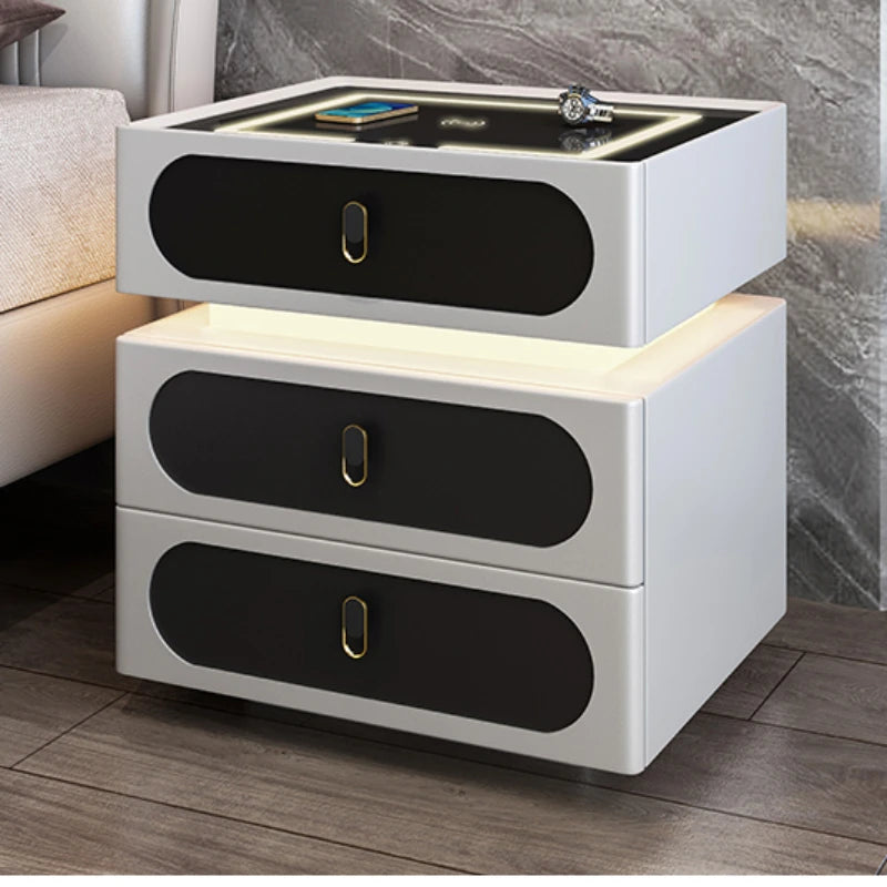 Intelligence Wireless Charger Nightstands Drawers Fingerprint Lock Aesthetic Multifunctional Nightstands Muebles Home Furniture