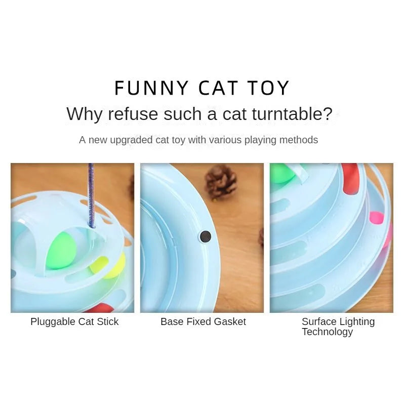 Cat Toy Interactive Training Supplies 4 Levels turnable Toys for cats accessories Tower Tracks with balls Kittens Pet Products