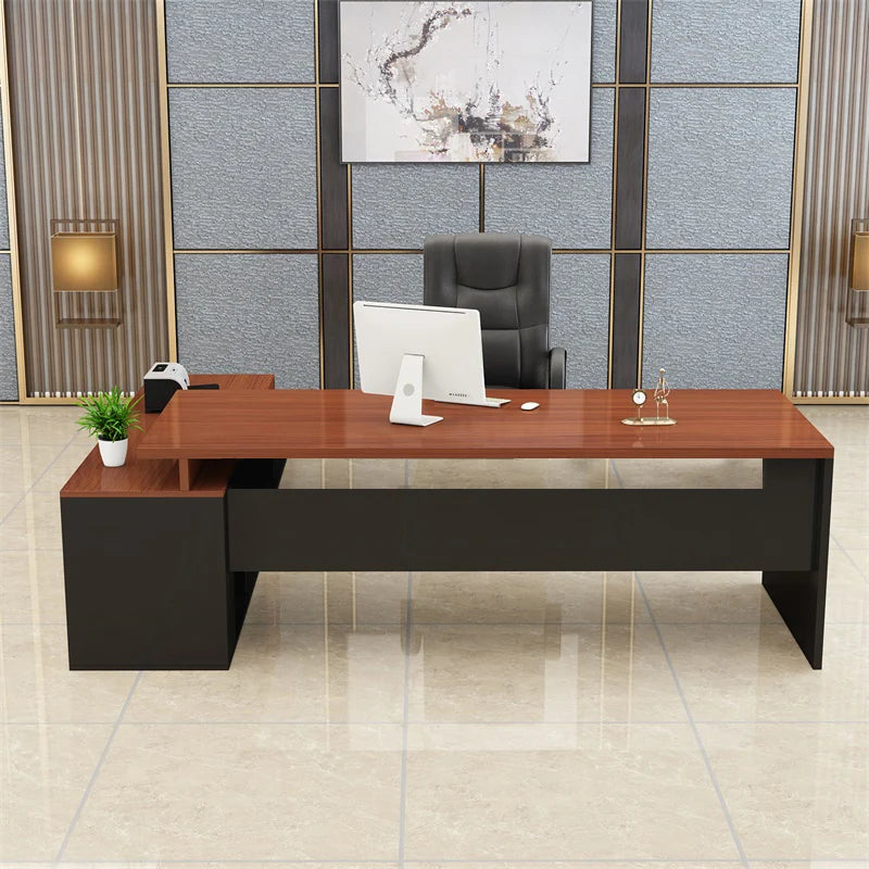 Executive Corner Office Desk L Shaped Shelf Standing Reception Computer Desks Storage European Mesa Escritorio Modern Furniture