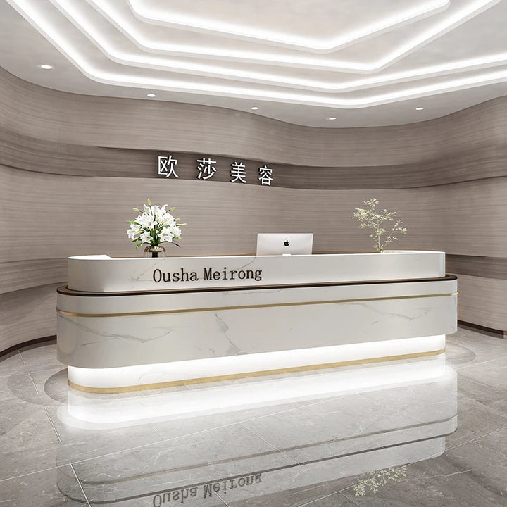 Office Executive Reception Desk Retail Coffee Luxury Counter Hotel Reception Desk Wooden Meuble Caisse Commercial Furniture