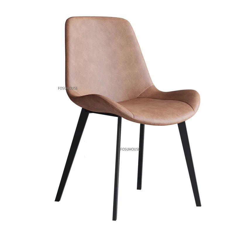 Nordic Leather Dining Chair For Kitchen Furniture Home Retro Computer Chair Luxury Restaurant Hotel Simple Back Dining Chair CN