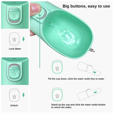 Dog Water Bottle Portable Travel Pet Drinker Leak Proof Dog Bowl Food Cat Fountain Outdoor Walking Drinking Bottle Dogs Feeder