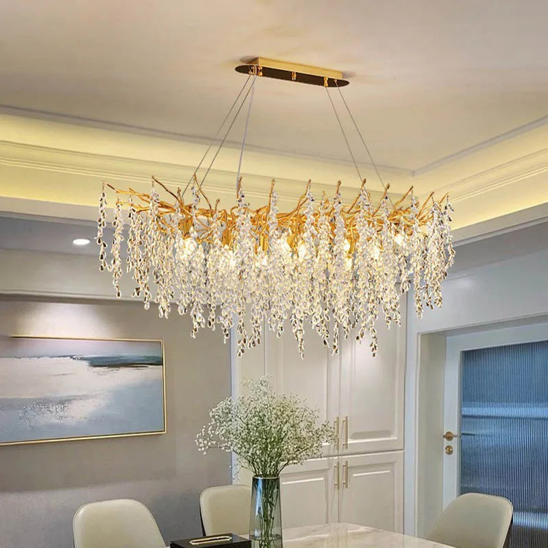 Modern Luxury Crystal Pendant Lamp Home Decoration Grape Bedroom Dining Living Room Ceiling Chandelier LED Lighting Fixtures