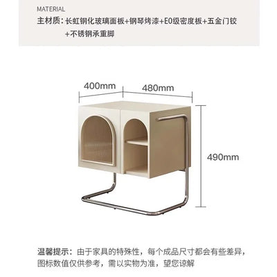 Glass Minimalist Nightstand White Metal Floor European Bedside Shelf Organizer Aesthetic Mesitas De Noche Living Room Furniture