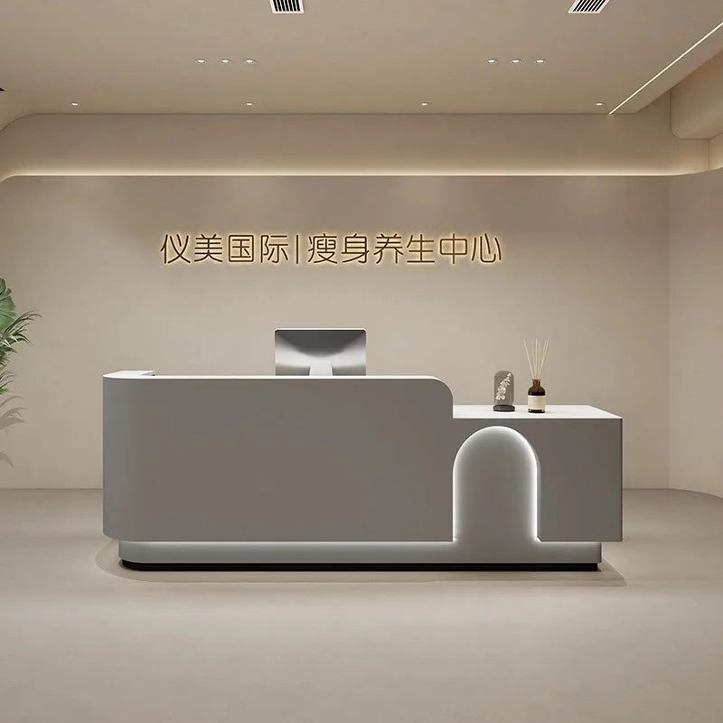 Simple Beauty Salon Cashier Front Desk Company Organization Reception Desk Balcao Para Salao De Beleza Furniture Bar Counter