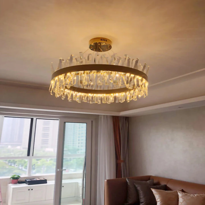 Crystal Led Chandelier Lamp Luxury Lustre Living Room Decoration Sivler Gold 40 60 80cm Round Ceiling Light Kitchen Home Decor