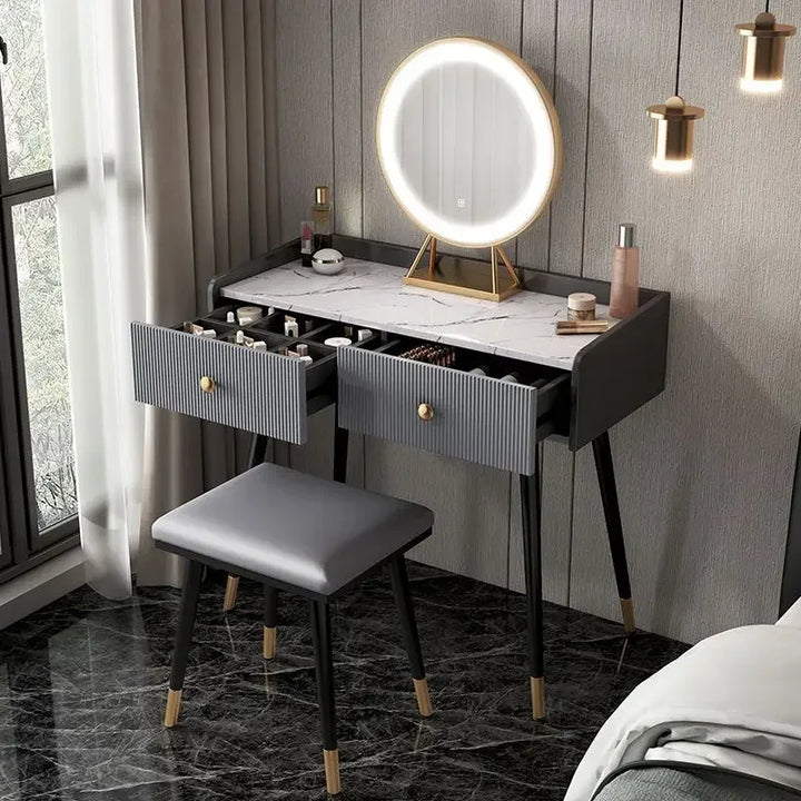 Luxury Modern Dressing Table Bedroom Small Apartment Storage Cabinet Mirror Integrated Household Makeup Toaletka Table Furniture