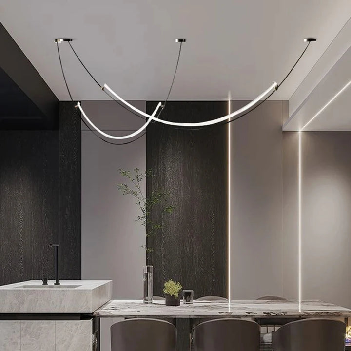 Ceiling Linear LED Chandelier Restaurant Living Room Kitchen Bar Nordic Creative Home art Decoration Chandelier Indoor Light