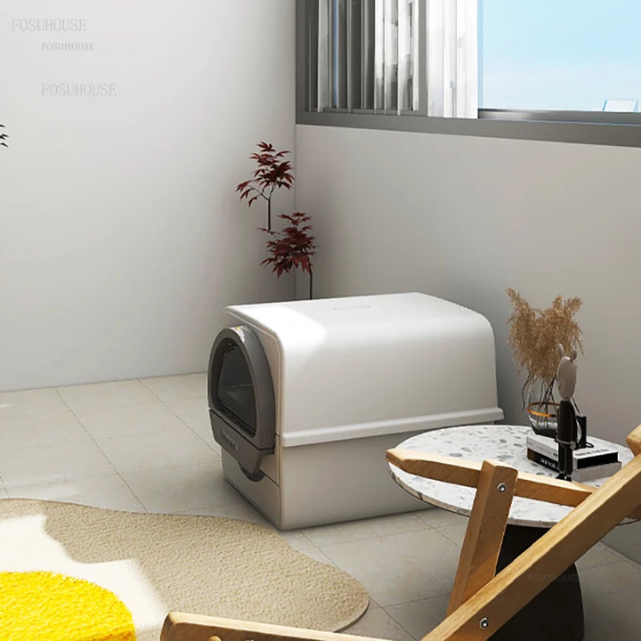 Pull-out Type Home Balcony Cat Bedpans Semi-automatic Smart Cats Litter Box Anti-splash Pets Poop Basin Kitten Plastic Toilet U