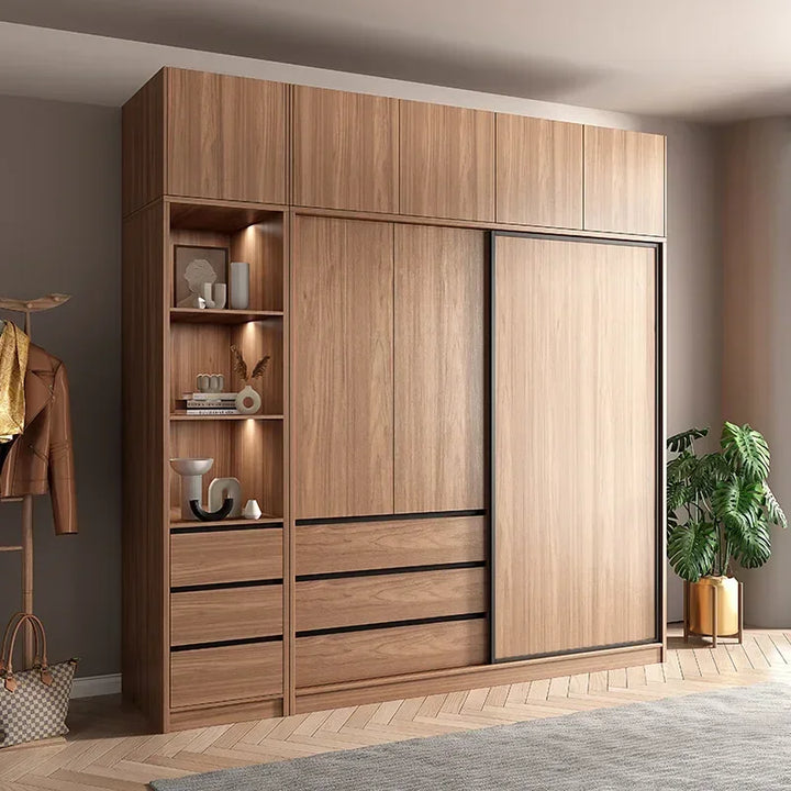 Bedroom Clothes Wardrobe Storage Entry Wooden Space Saver Wardrobe Hanger Space Saver Rail Divider Design Muebles Furniture