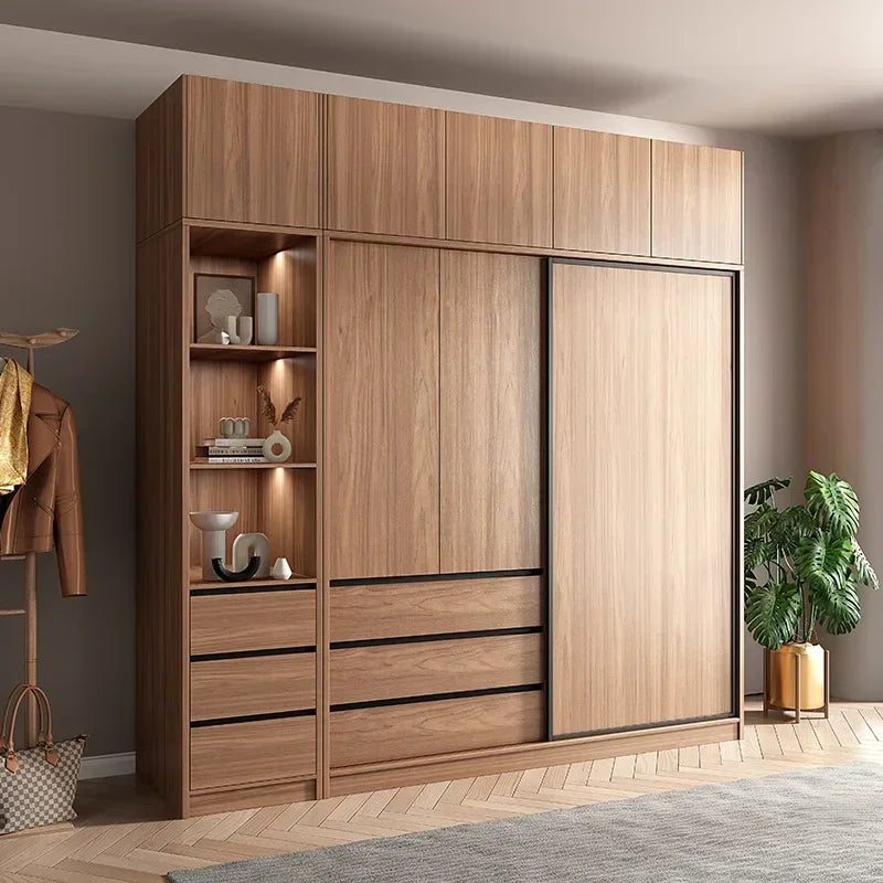 Bedroom Clothes Wardrobe Storage Entry Wooden Space Saver Wardrobe Hanger Space Saver Rail Divider Design Muebles Furniture