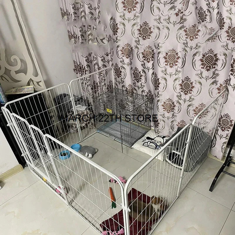 Modern Wrought Iron Dog Fences Pet Fence with Dog Door Home Indoor Cat Cages Large Dog Enclosure Safety Fence Dog Supplies