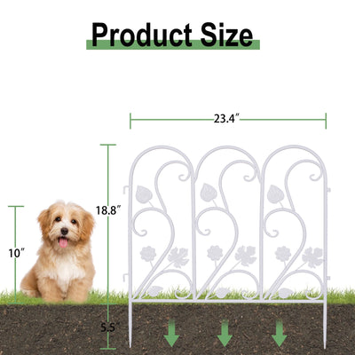 5 Pack Decorative Garden Fence For Landscaping White Panels Rust Proof Metal White