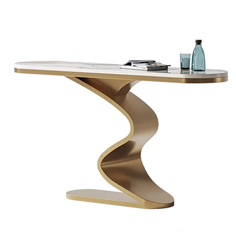 Porch Hotel Corner Living Room Table - Metal Console Office Classic Table, Mini Luxury Gold Table for Hallway Furniture