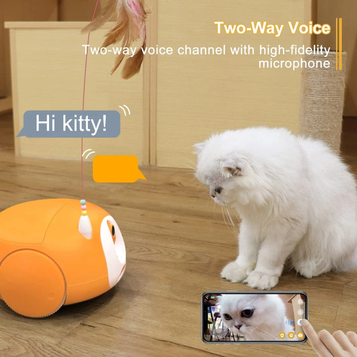 Pet Camera Robot Interactive Electric Cat Soft Plush Automatic Tease Toy Can Remotely Track Pets To Deliver Snacks