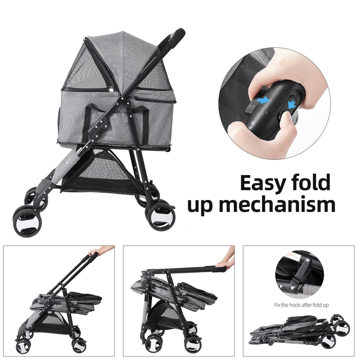 Large Pet  Dog Stroller Pram with Detachable & breathable Cart & Maximum Load Capacity of 30kg