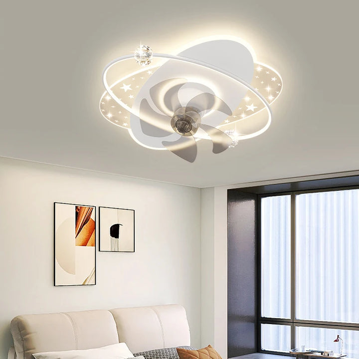 Fan shaking LED ceiling lamp chandelier Bedroom light luxury modern living room light Study ultra-bright quiet