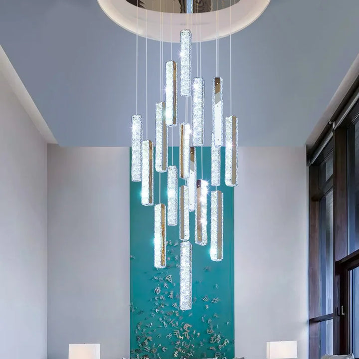 Large LED Luxury Crystal Ceiling Chandelier Hanging Pendant Lighting Living Dining Room Villa Hotel Hall Stair Suspension Lustre