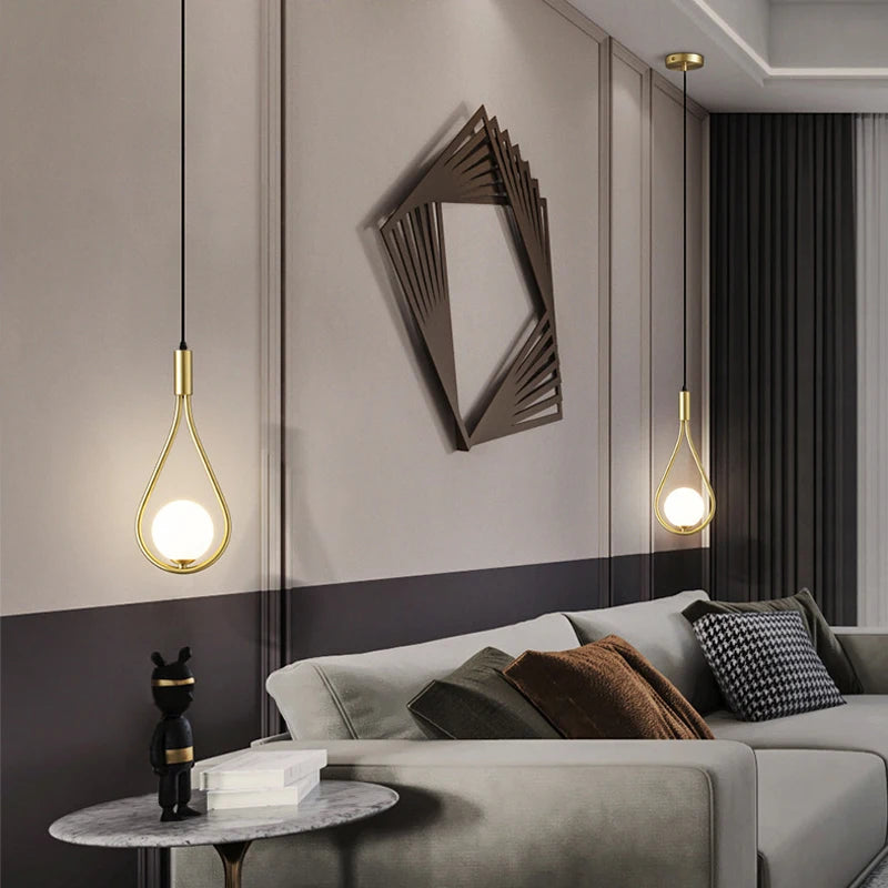 Modern LED Pendant Lamps Glass Ball Bedside Lights Home Kitchen Restaurant Bar Decor Hanging Pendant Light Art Wall Light Sconce