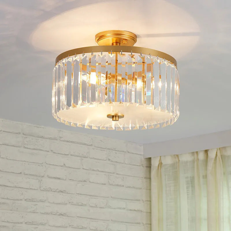 American post-modern creative round crystal LED ceiling light hall master bedroom cloakroom light luxury lamps