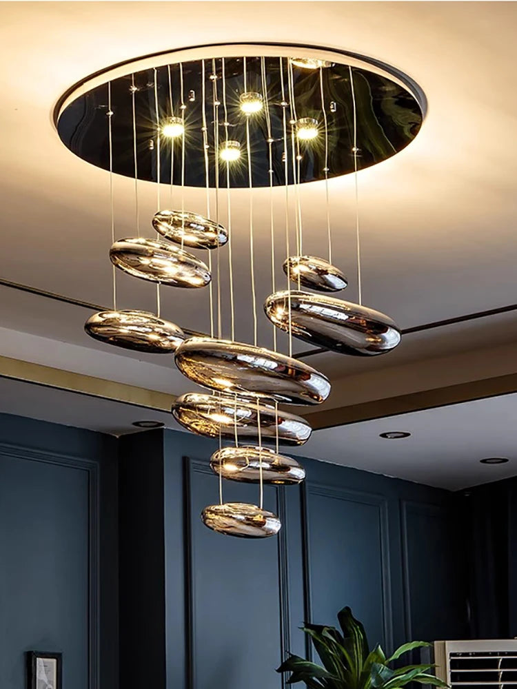 Postmodern Fashion Glass Ceiling Chandelier Silver Led Living Room Luxury Lamps Home Decoration Lampara for Living Room