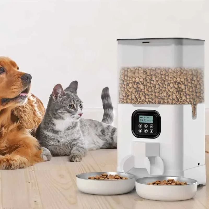 Pet Cat Feeders Large Capacity Automatic Feeder 6L Double Auto Cat Food Dispenser Smart Timed Cat Feeder for Cats Dog Dry Food