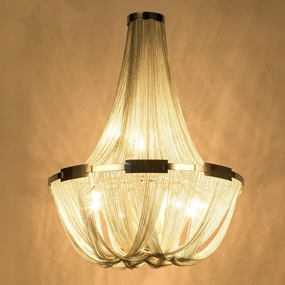 Post Modern LED LOFT Tassel Ceiling Chandelier Classic Tessal-Shaped Pendant Lights Luxury Aluminum Chains Hanging Lamp