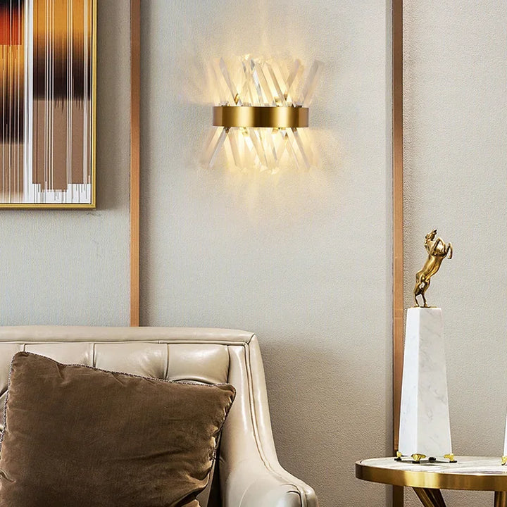 Home LED Luxury Crystal Bedside Lights Modern Wall Lights Gold Wall Sconces Living Room Bedroom Decoration Wall Lamp Aisle Light