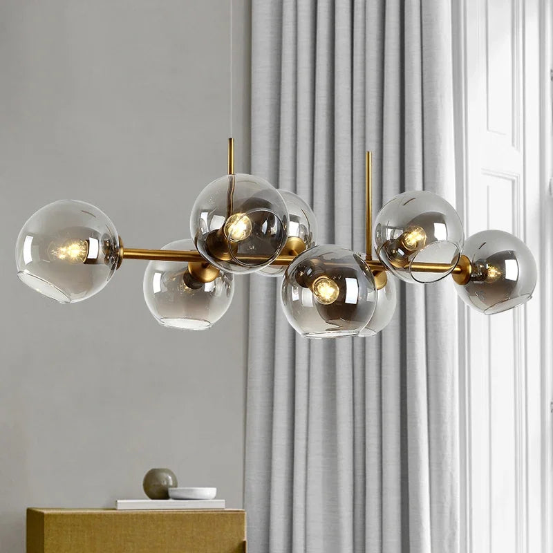 Nordic Glass Chandelier for Dining Room Kitchen Living Room Bedroom Glass Ball Black Ceiling Pendant Lamp  Suspension Light