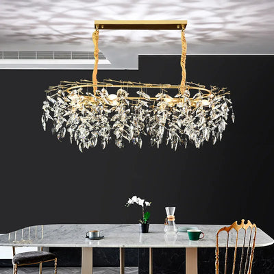 Nordic LED Luxury Crystal Chandeliers Tree Branch Hanging Pendant Lighting Living Room Bedroom Hotel Villa Decor Ceiling Lamps