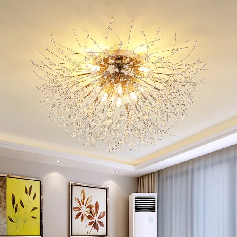 Modern Dandelion LED Ceiling Lights Creative Crystal Chandelier Ceiling Lamp Romantic Living Room Bedroom Lampara techo Lighting