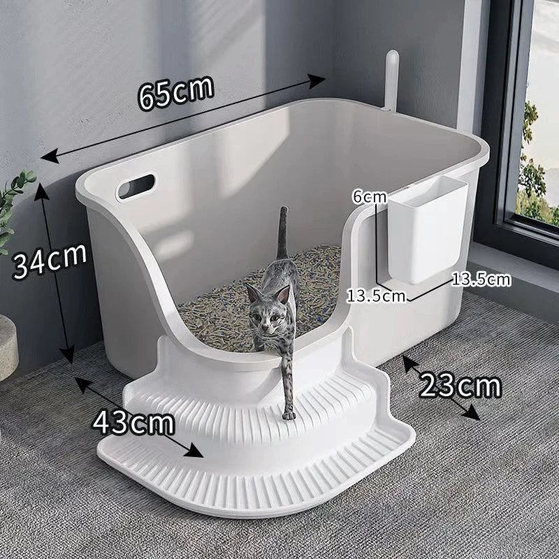 Half-Closed Cat Toilet Anti-splash Extra Large Cat Litter Box W/ Sand Proof Pedal Pet Sandbox Large Bathroom for Cat Accessories