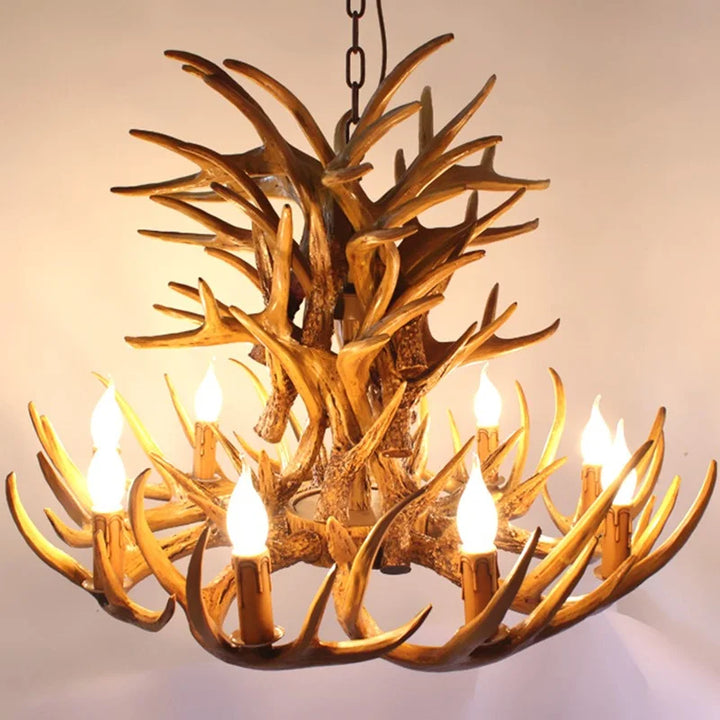 American Country Led Pendant Lights For Kitchen Antler Epoxy Resin Deer Horn Hanglamp Living Restaurant Bar Loft Industrial Lamp