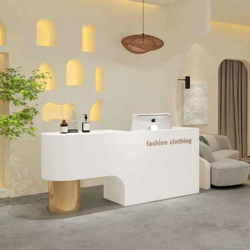 Simple Modern Light Luxury Bar Cash Small Counter Store Beauty Salon Front Reception Desk Customized Balcao De Loja Furniture