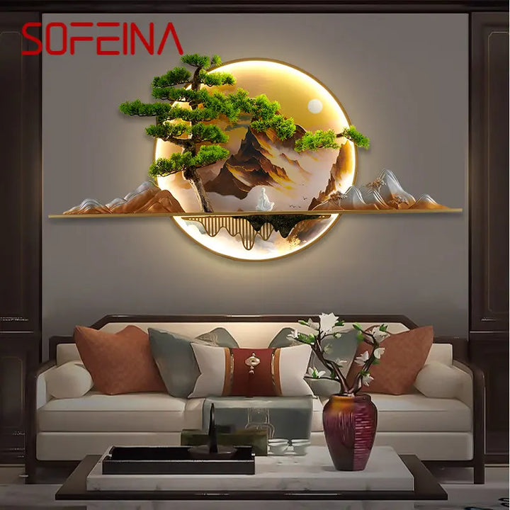 SOFEINA Modern Picture Wall Light LED Chinese Creative Landscape Mural Sconce Lamp For Home Living Room Study Bedroom Decor